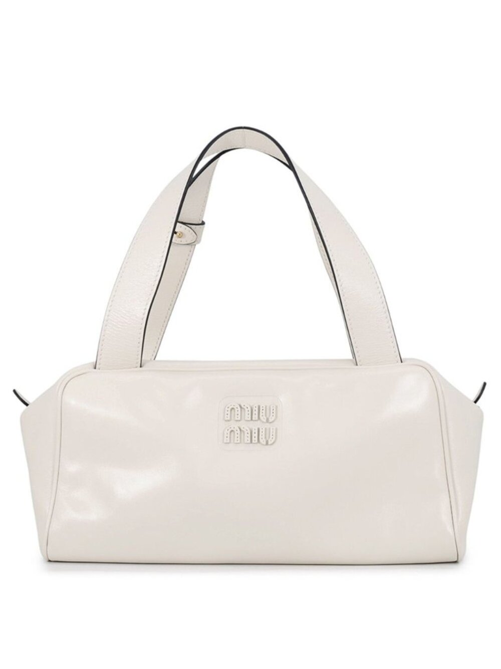 Miu Miu Handbag Bowling Logo Leather White